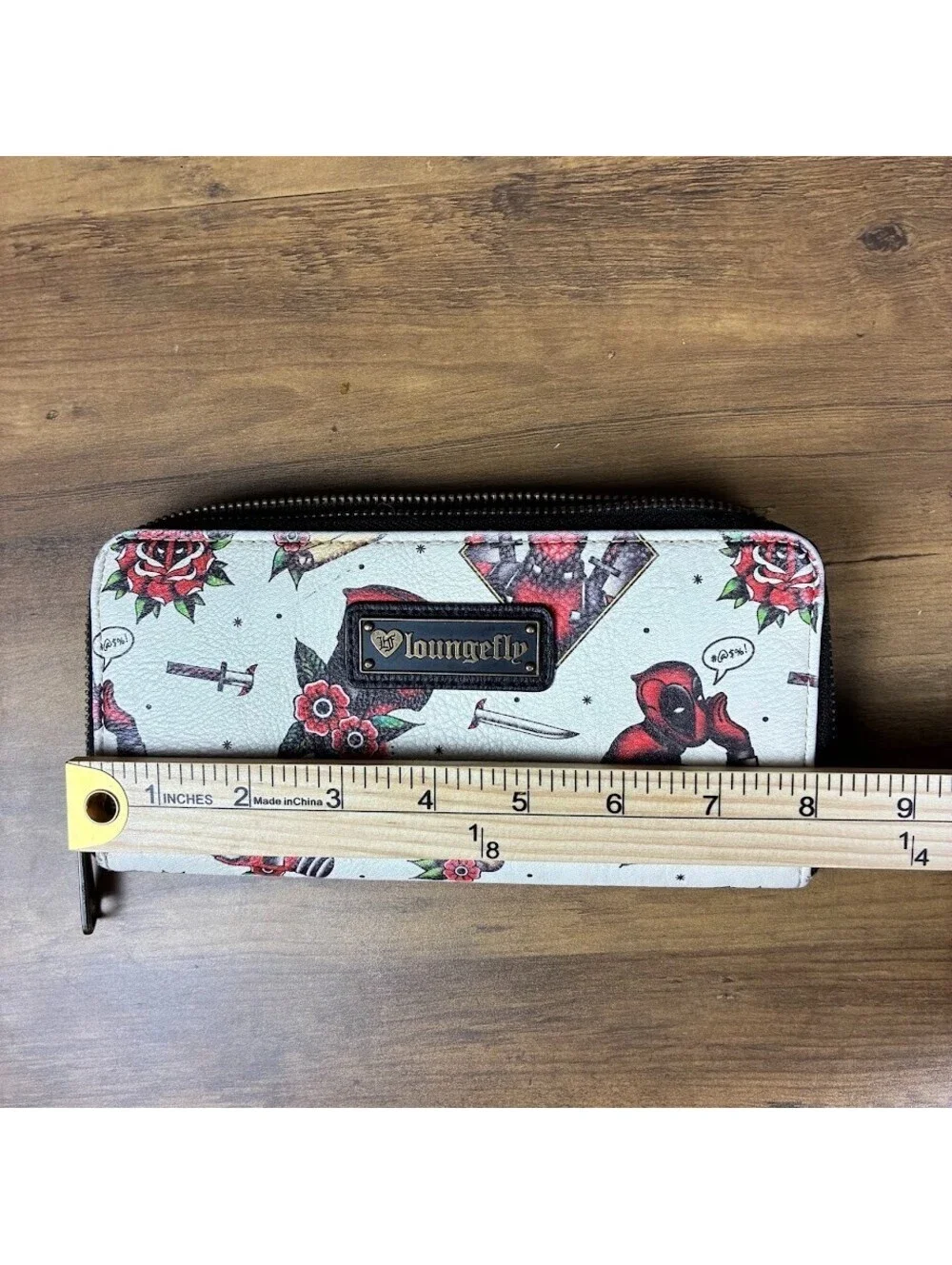 Loungefly Marvel Deadpool Tattoo Wallet (Broken Zipper)